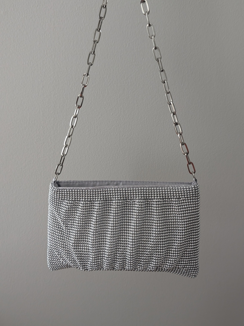 Silver Chain Strap Evening Bag
